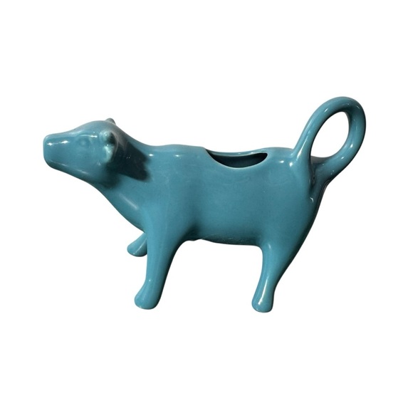 The Pioneer Woman Teal Cow Creamer Flea Market Collection Gibson NEW - Picture 1 of 8